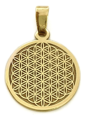 Dije Medalla Flor De La Vida Oro 18k