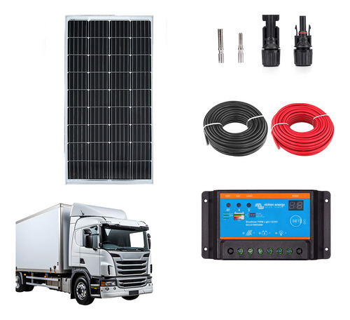 Kit Solar 12v E 24v Para Caminhão Van Motorhome Geração 8.5a