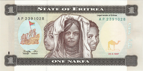 Aa#218 Billete Eritrea One Nakfa 1997 Hermoso 