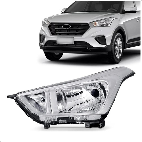 Farol Hyundai Creta 2017 Até 2021 Cromado Manual