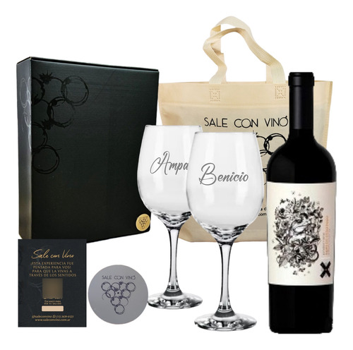 Box Regalo Vino Sapo De Otro Pozo 2 Copas Grabadas