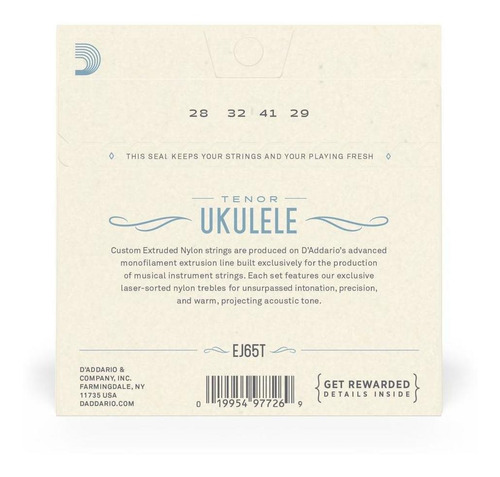Cuerda de ukelele Tenor d'Addario Pro-arté de nylon EJ65t