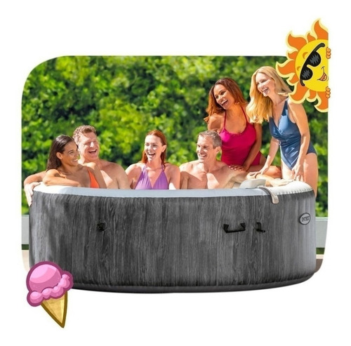 Spa Inflable New Burbuja Madera P/6 Personas Intex