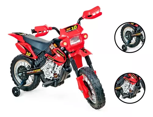 Moto de Motocross de Brinquedo com Apoio - Vermelho