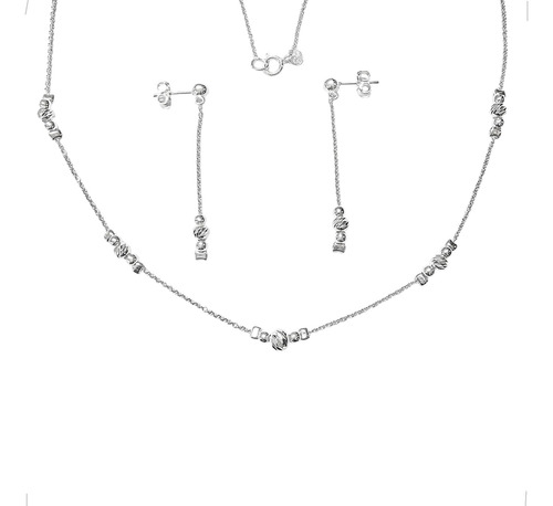 Collar Set De Plata 925 De Cadena Y Aretes Mujer Agálea
