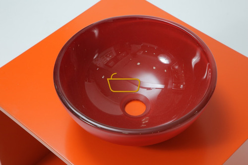 Imagen 4 de 10 de Bacha Baño Apoyo 30 Cm Vidrio Color Rojo