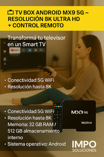 Android 13.0 Tv Box Ultra Hd 8k 512g . Smart Negro Estándar