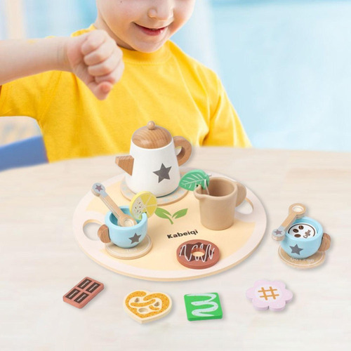 Mz Juego De Té De De Madera For Niños Pequeños, Juego Flor