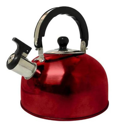 Chaleira Inox Colorida 2,5 Litros C/apito Vermelho