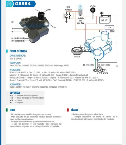 Imagen 3 de 3 de Regulador De Alternador Renault Megane, Sandero, Clio, Kango