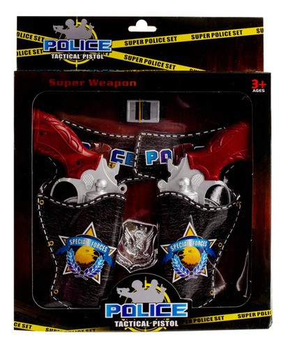 Set De Policia 2 Pistolas Fundas Cinturon Placa Policia