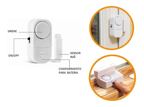 Alarme Sonoro Sensor Magnético Com Sirene - Portas Janelas