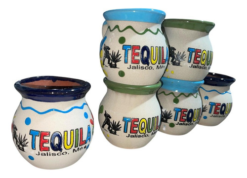 6 Tazas De Barro 300ml De Colores Colores Agua