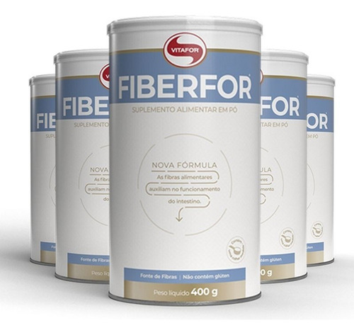 Kit 5 Fiberfor Fibras Alimentares Vitafor 400g Sabor Natural