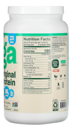 Vega Proteína Vegetal En Polvo Sabor Vainilla 920g