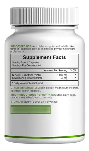 Nac N-acetil-cisteina Glutation Detox Max Pureza 1000mg 240u