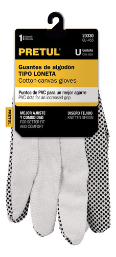 Guantes De Algodón Con Puntos Pvc Unitalla, Pretul 20330