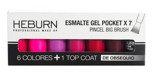 Heburn Set X7 Esmalte Gel Pocket 01 Color Uñas Manicuría