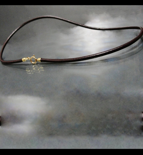 Imagem 2 de 3 de Pedras - Colar Choker (1v) Unissex Couro 3mm Ouro, Cód227c83
