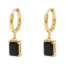 Comprar Aretes Para Dama Acero Inoxidable Con Circonio Negro