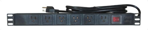 Barra Multicontactos Pdu Enson Horizontal 6 Contactos Color Negro