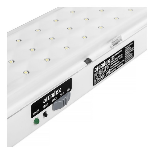 Imagen 2 de 6 de Luz de emergencia Atomlux 2020LITIO-LED con batería recargable 220V blanca