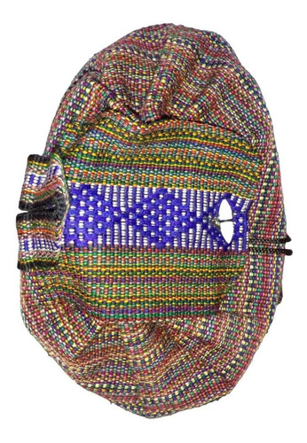 Mochila Mexicana Hecha A Mano, Mxhui-001, 1 Pza, 10kg, Morad Color Morado/ Azul/ Rojo