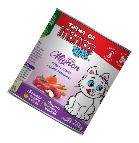 Ração Úmida Gato Sabor Filé Mignon Lata 280g Turma Da Mônica