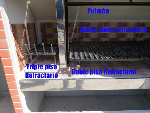 Imagen 2 de 6 de Parrilla De 1,60 M Doble Piso Refractario Con División
