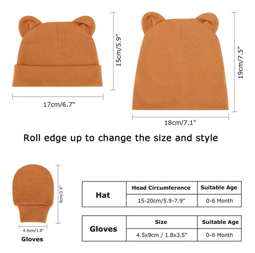. Para Juego De Gorros De Bebé Recién Nacido Guantes De