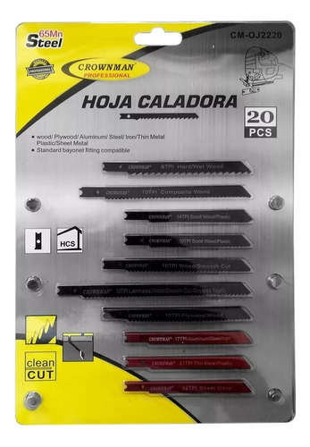 20 Hojas Para Sierra Caladora Madera Aluminio Metal Repuesto