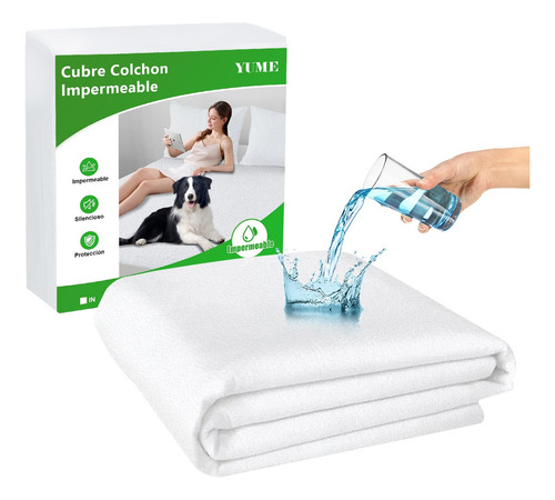Cubre Colchon Impermeable Tejido De Rizo Queen Color Liso Color Blanco