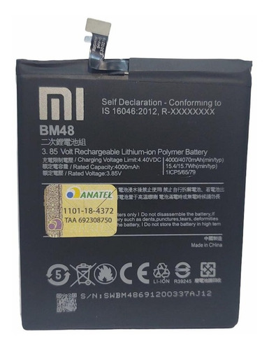 Bateria Original Xiaomi Bm48 Mi Note 2 C/garantia