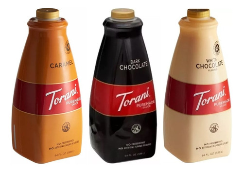 3pack Torani Salsa Caramelo, Chocolate, Chocolate Bco 1892ml