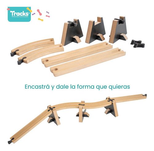 Puente Elevación Curva Tren Madera Compatible Trencity Hape
