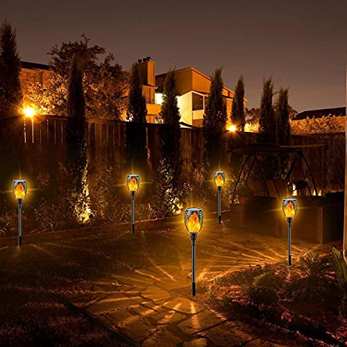 Pack Lamparas Antorchas De Llama Solares Grandes 6 Pzas Black