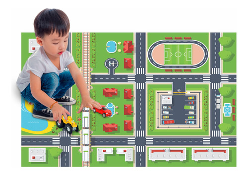 Pista De Carros Tapete Em Lona Para Crianças Brincar Cor PISTA CARROS - PC03