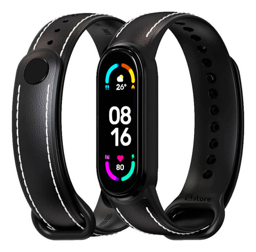 Correa De Cuero Xiaomi Mi Band 5 Y 6 Negro M/negro