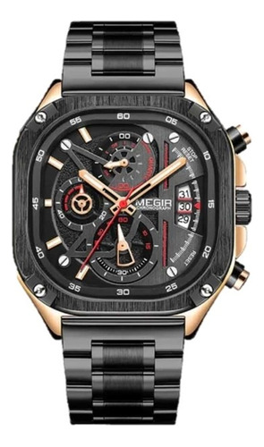 Reloj Megir Black Quartz Para Hombre - Correa Intercambiable