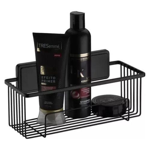 Estante Organizador Adhesivo Pared Baño Cocina Acero Negro