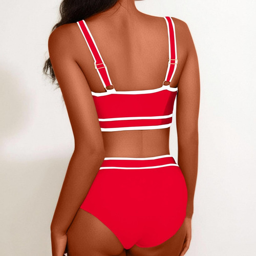 Conjunto Bikini Cintura Alta, Traje Baño Con Control Abdomen