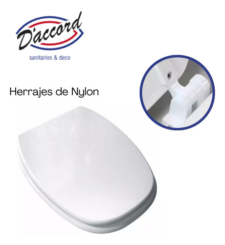 Tapa Para Inodoro Apto Mon Herrajes Nylon D'accord Blanco