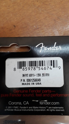 Potenciômetro Fender S1 System - Novo - Original Fender