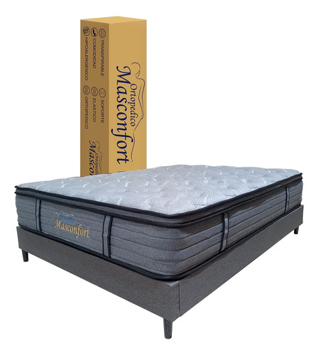 Colchon Matrimonial Ortopedico Hibrido Memory Resorte + Base