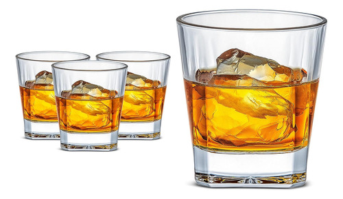 Vasos De Whisky Luxu (juego De 4), Fondo Cuadrado, 11 Oz Tra