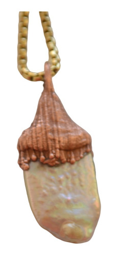 Collar Perla Natural, Cadena Acero Quirurgico, Cod1