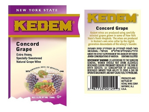 Vino Tinto Dulce Kosher Kedem Tradicional Concord Extraheavy