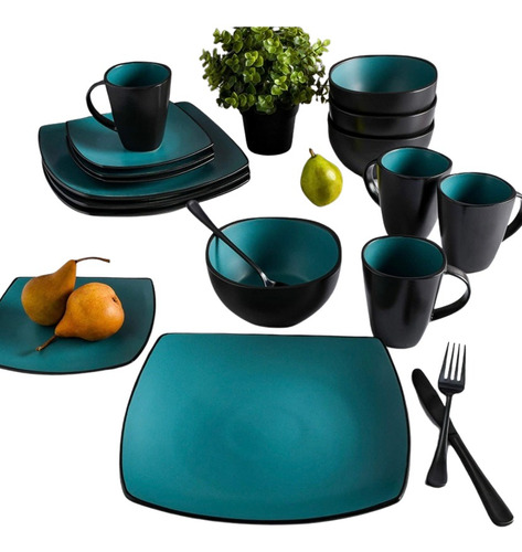 Set De Vajilla De Lujo Gibson Verde Para 8 Personas