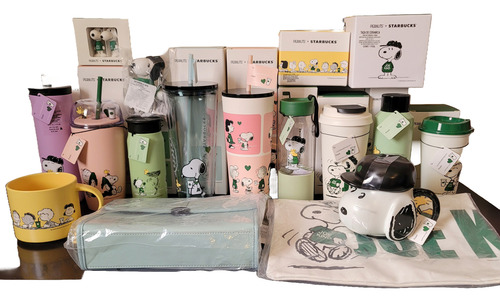 Starbucks Snoopy Peanuts 2025 Completa 15 Pzs Partes 1 Y 2 Blanco