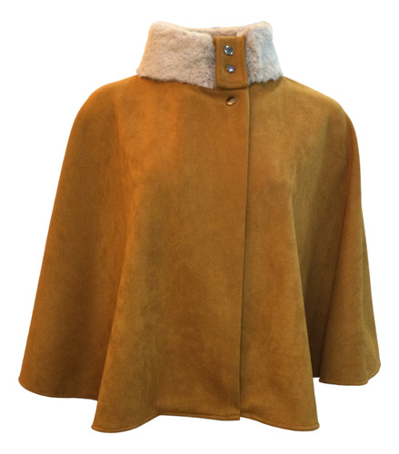 Poncho Capa Elegante Mujer, Cuello Piel Sintética Moda